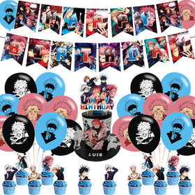 Ezcpigei Kaisen of Jujutsu banner enhances the party backdrop with vibrant illustrations