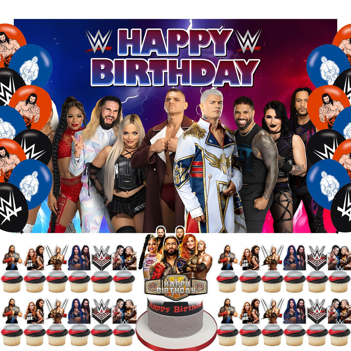 Ezcpigei Westing birthday backdrop for a bold WWE themed party