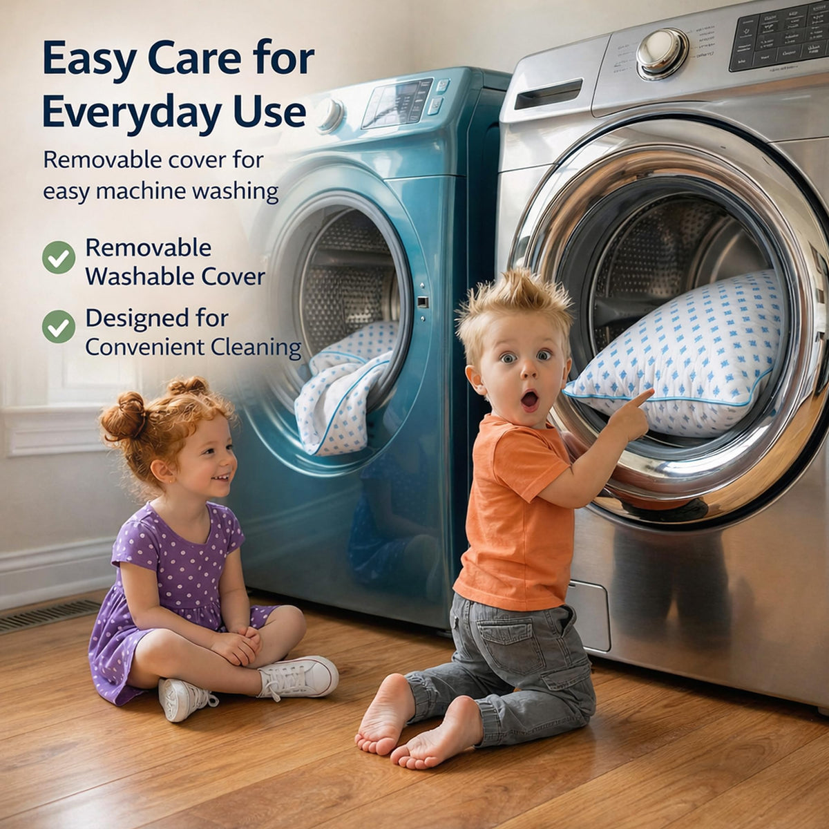 Ezepilw breathable cover and easy-care features for daily use.