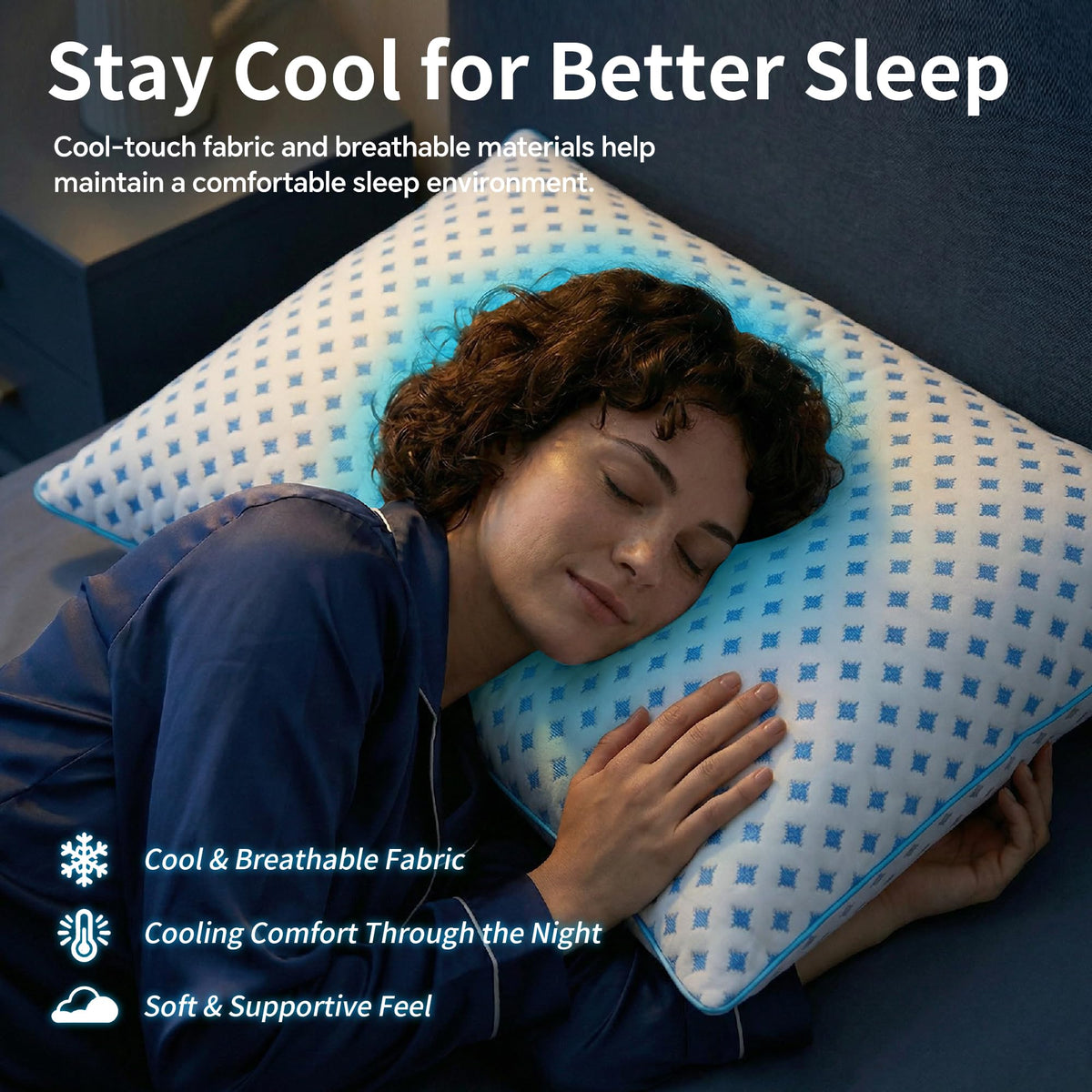 Ezepilw queen pillow back sleep, customizable height aids alignment.