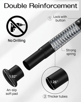 EZFurni anti-slip ends grip glass, tile, and painted walls securely.