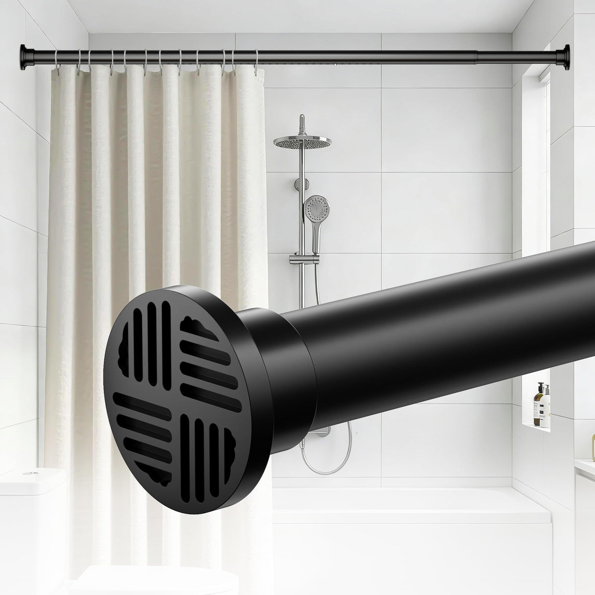 EZFurni No-Twist rod extended to 82 inches for secure tension