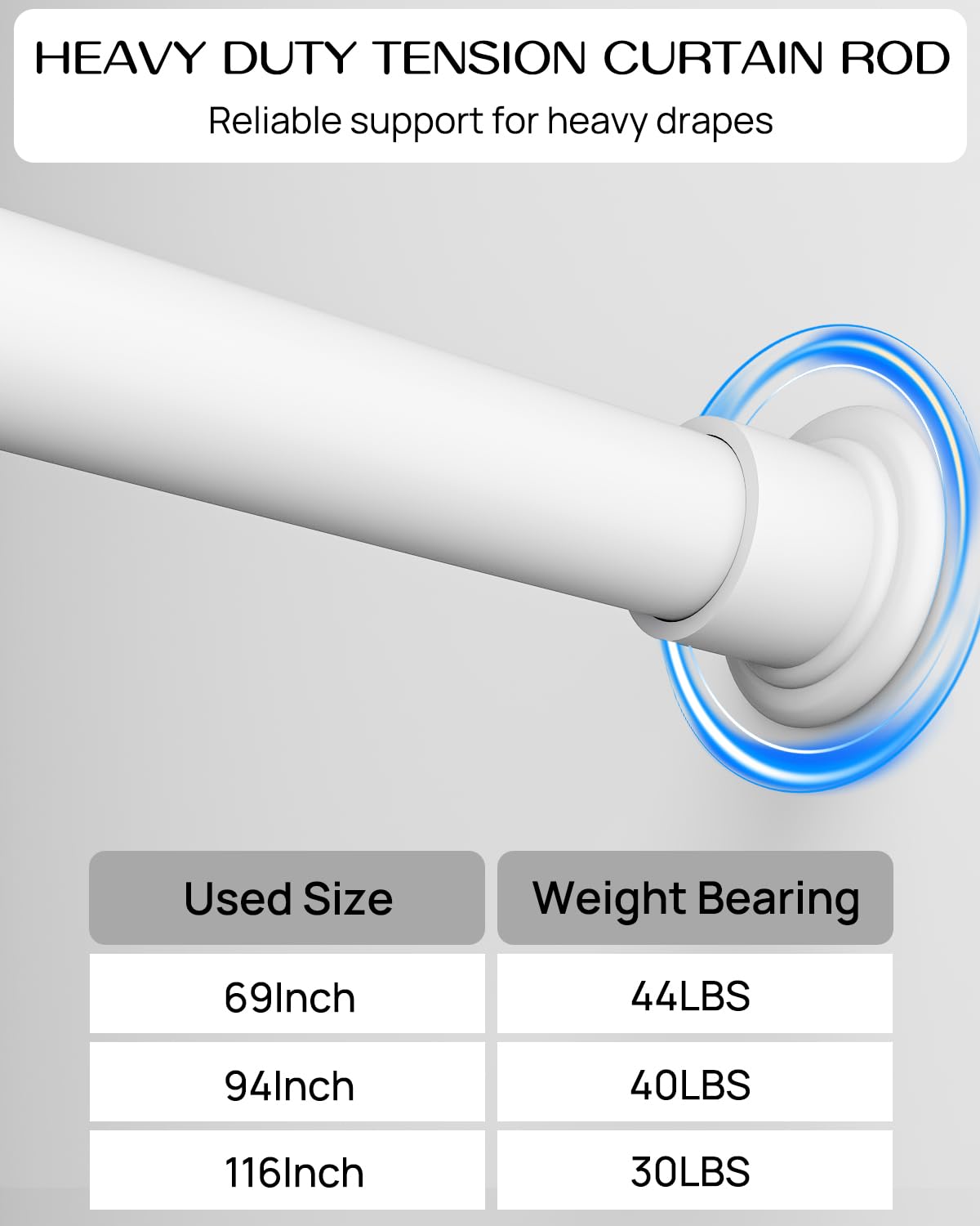 EZFurni tension rod anti-slip ends gripping a surface securely