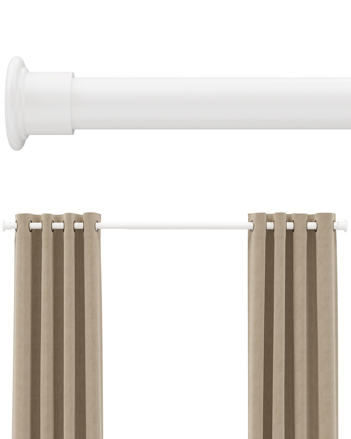 EZFurni tension rod with lock-in design providing stable hold for thick curtains