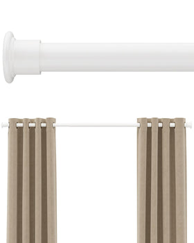EZFurni tension rod with lock-in design providing stable hold for thick curtains