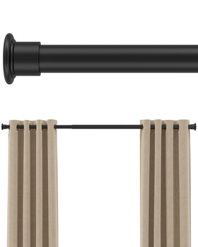 EZFurni tension rod locking system provides a secure hold for heavy blackout curtains.