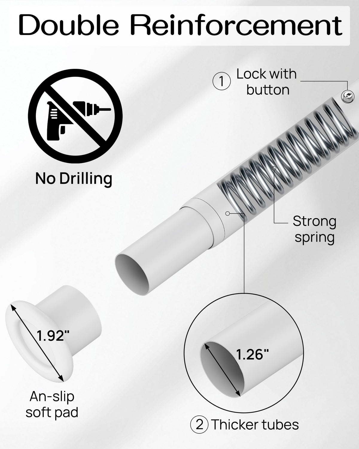 EZFurni tension rod no-drill setup installed in a rental space