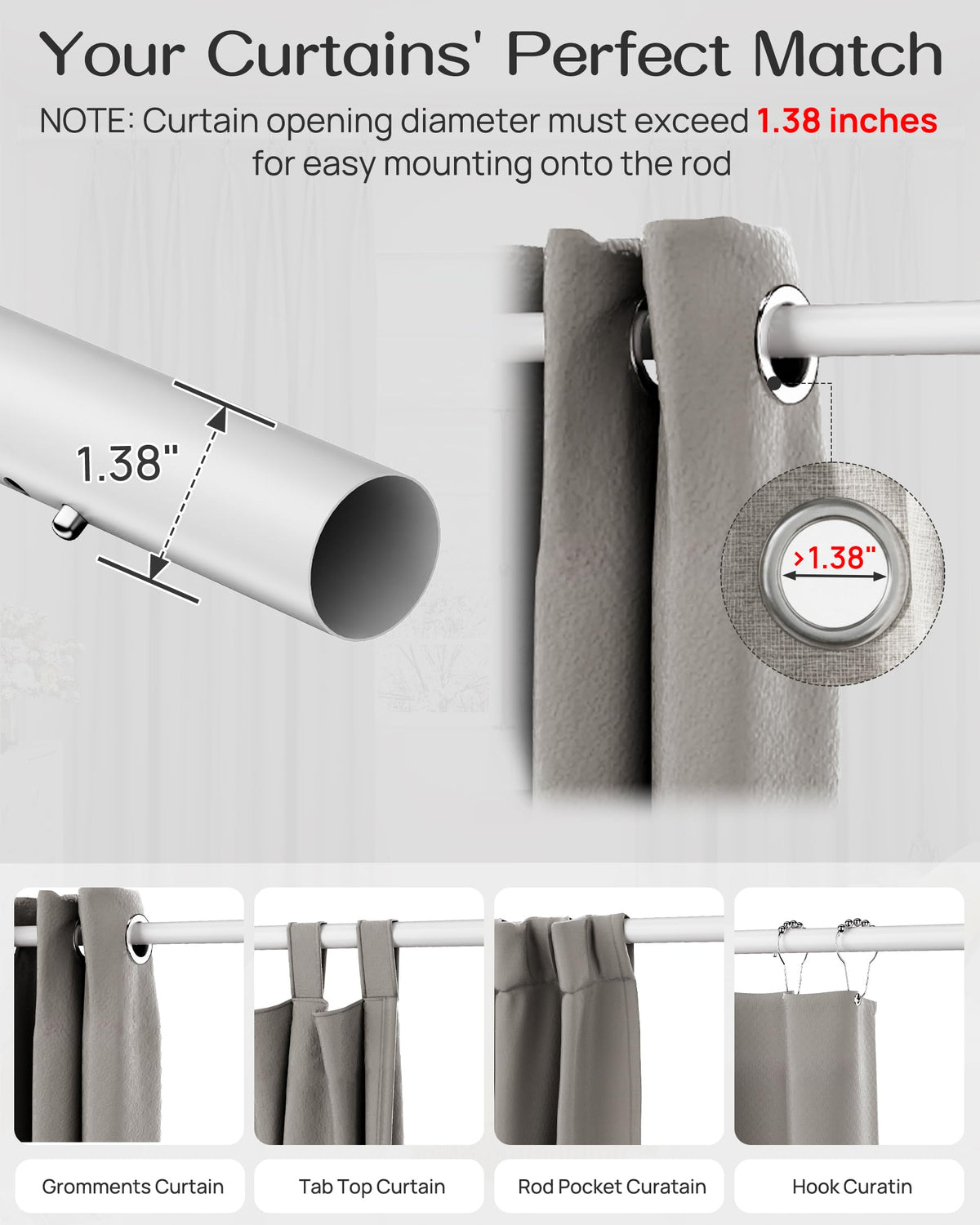 EZFurni tension rod versatile usage for windows and displays