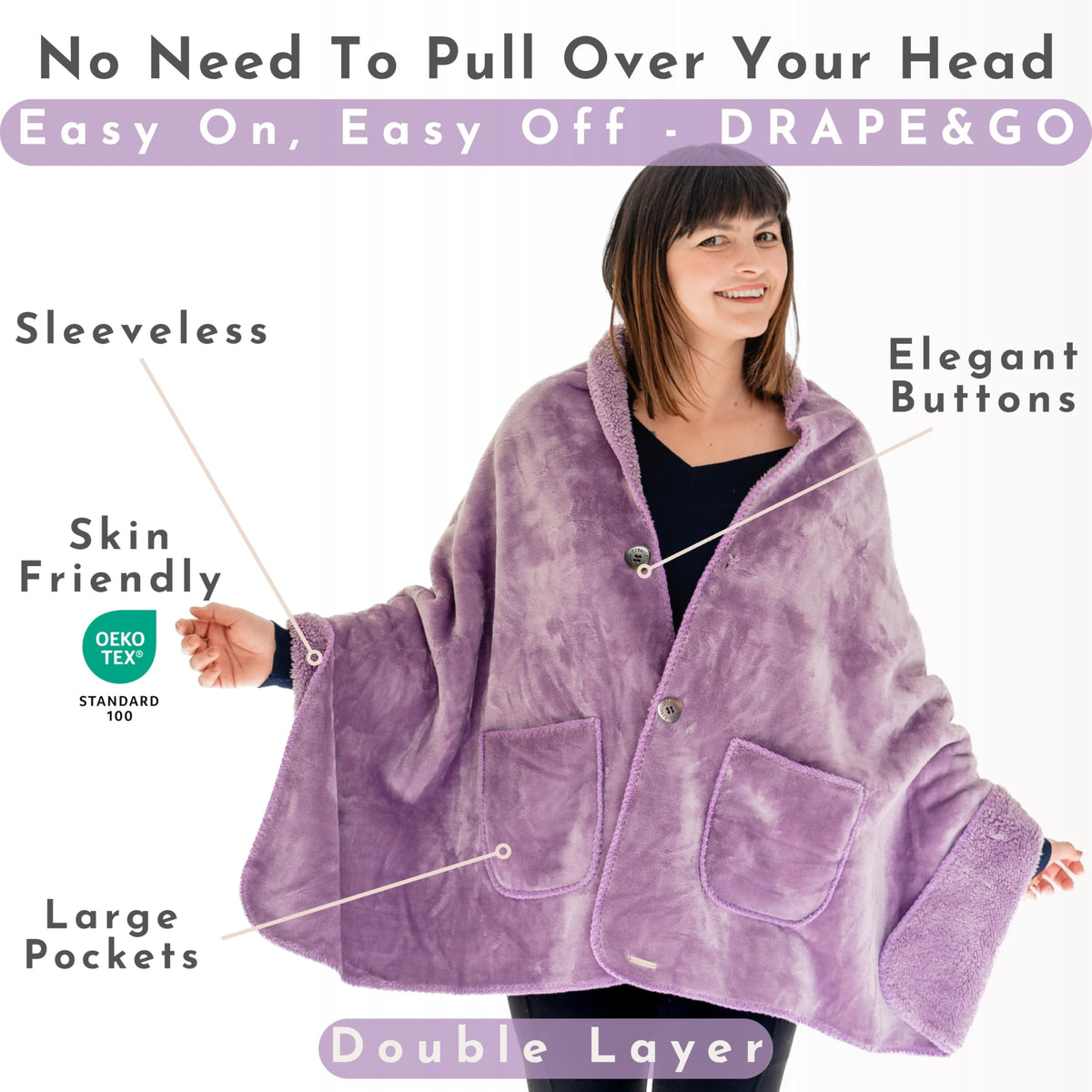 EzrAllora drape-over-shoulders design prevents slipping during TV time