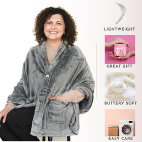 EzrAllora fleece poncho blanket folded compact and portable for travel