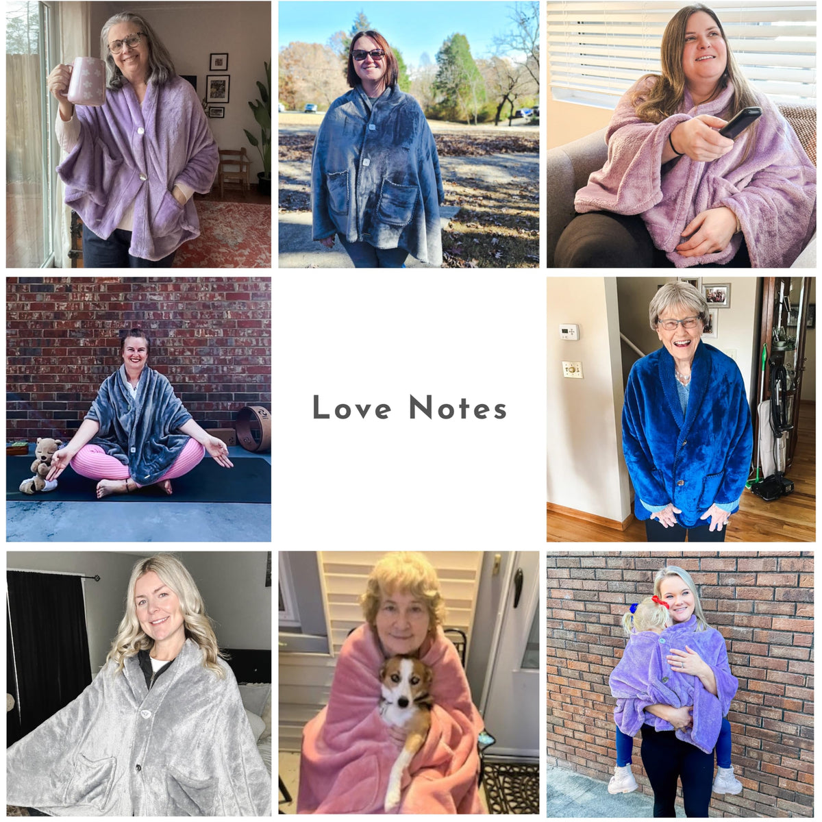 EzrAllora fleece poncho blanket being worn as a wrap for everyday tasks