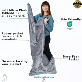 EzrAllora foot-pocket blanket focused on seated comfort during TV time.