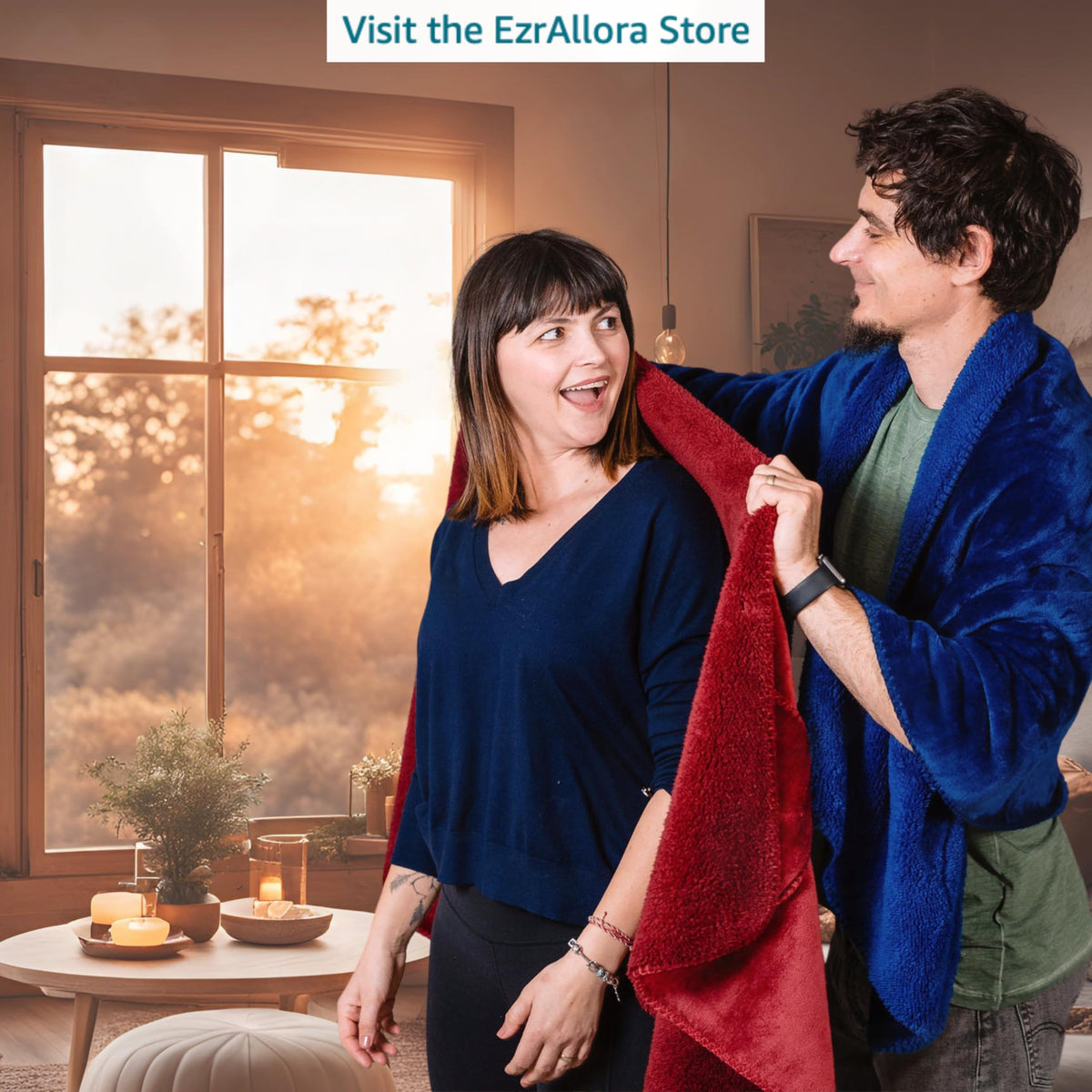 EzrAllora blue poncho front buttons provide easy on-off access