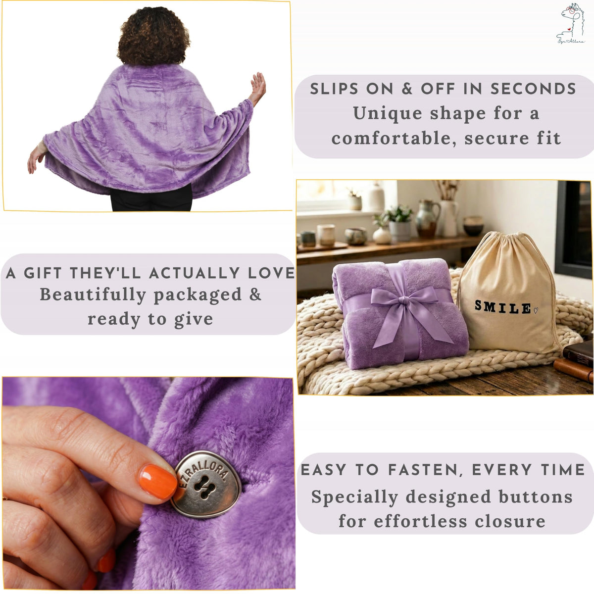 EzrAllora poncho arms-free design for comfortable everyday movement.