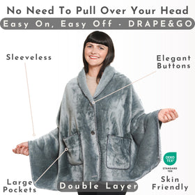EzrAllora poncho front-pockets offer convenient storage during daily tasks.