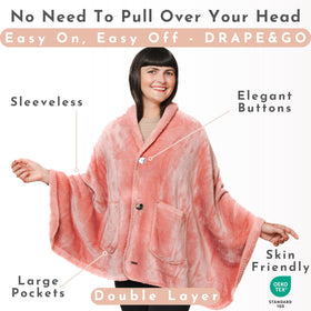 EzrAllora powder pink poncho blanket with pockets keeps hands warm