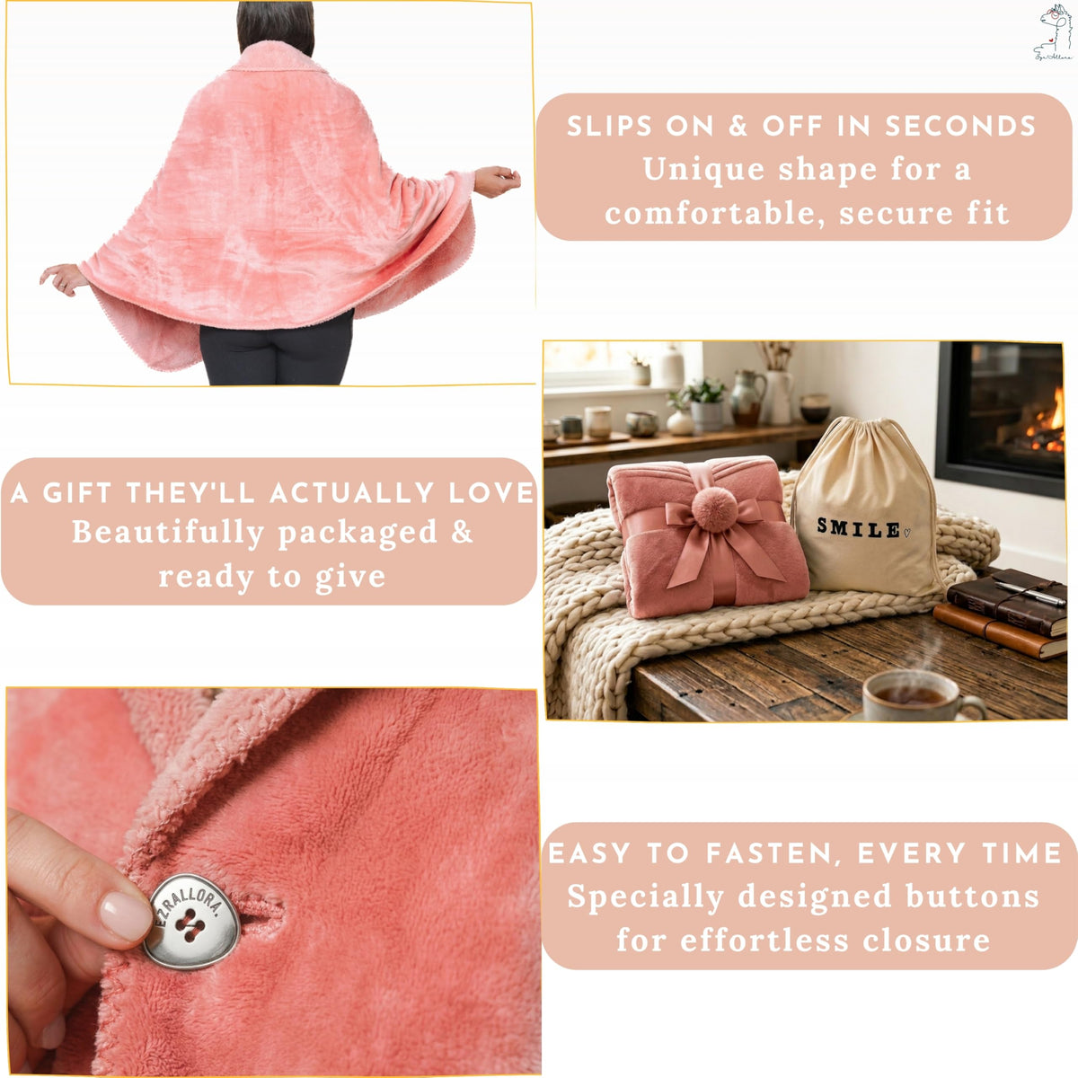 EzrAllora sleeveless wearable blanket shown on couch while reading