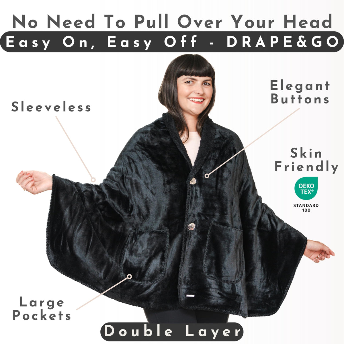 EzrAllora wearable blanket drape design for easy layering.