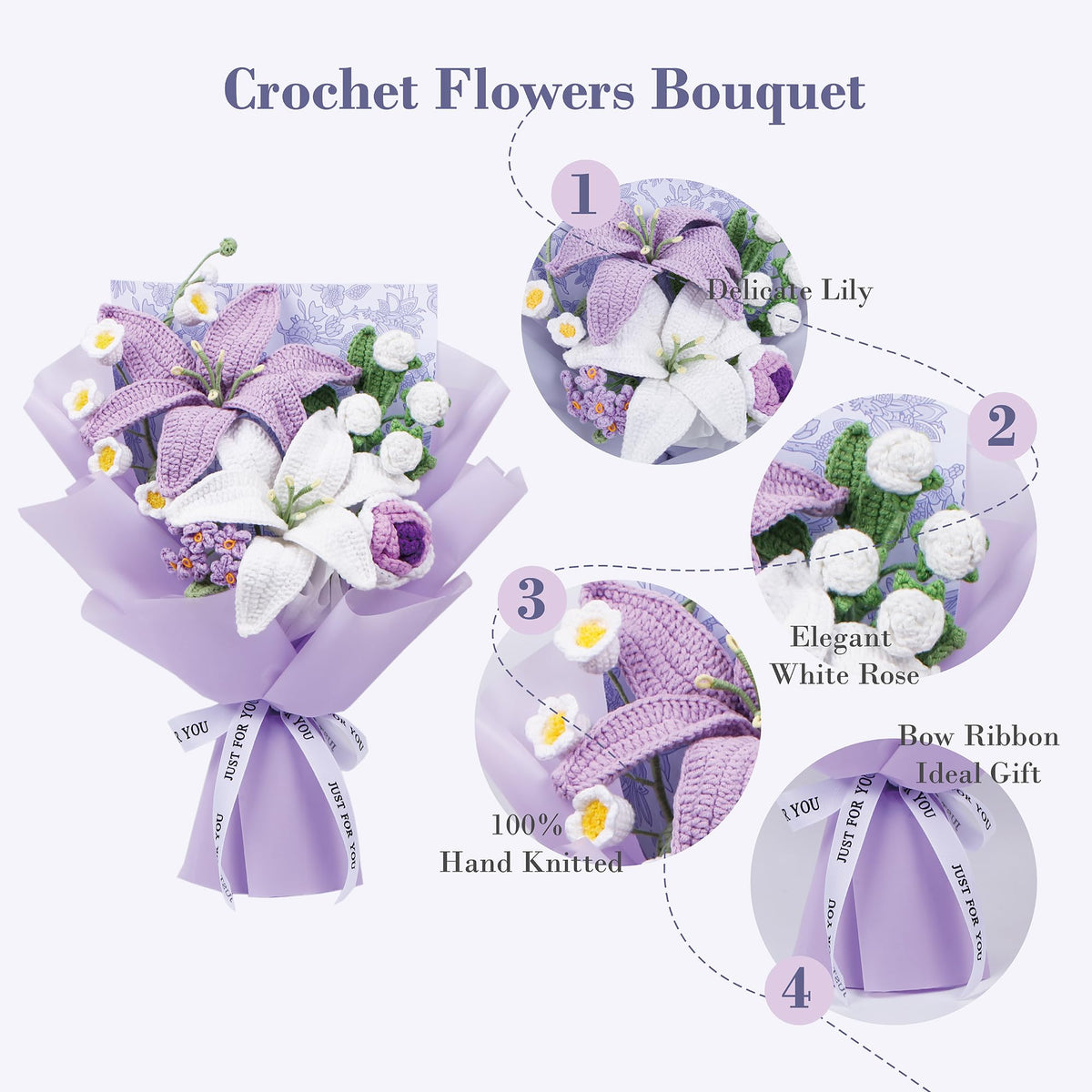 EZsenses crochet bouquet with colorful yarn—maintenance-free décor option.