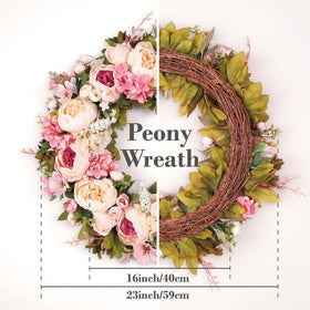EZsenses Peony Wreath greenery detail enhances a lush indoor accent.