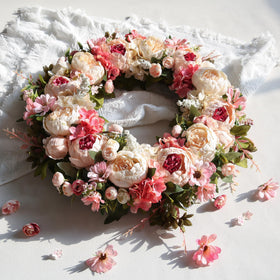 EZsenses Peony Wreath Valentine setup complements romantic home decor.