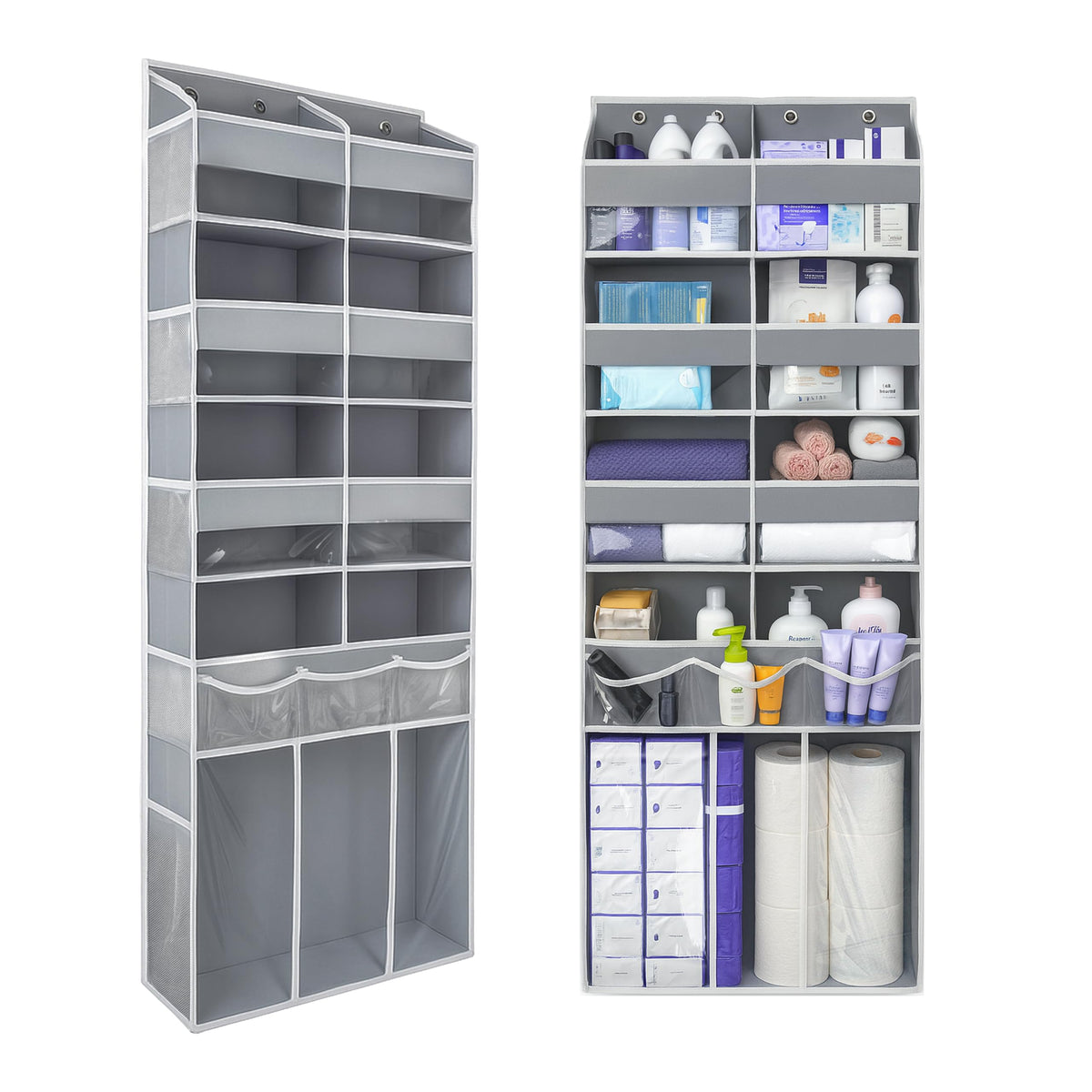 EZVERY over-the-door organizer with 8 compartments keeps clothes neatly organized and visible.