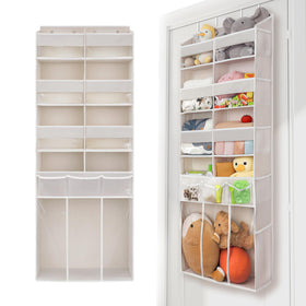 EZVERY sturdy metal hooks attach the organizer to a standard door