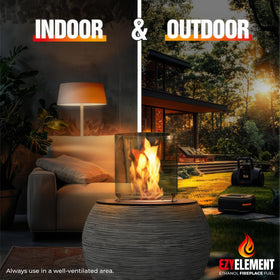 EZYELEMENT bioethanol fuel flame-quality delivers a captivating tabletop flame.