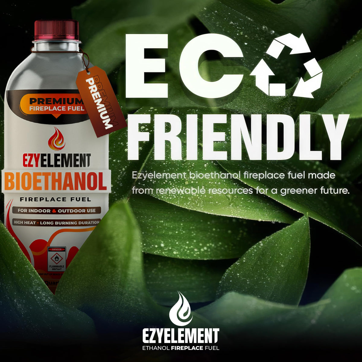 EZYELEMENT bioethanol fuel renewable-formula uses plant-based ethanol from renewable materials.
