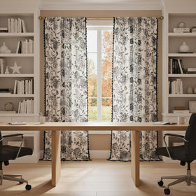 F-CHU Bohemian tassel rod-pocket curtains with flower pattern for stylish spaces