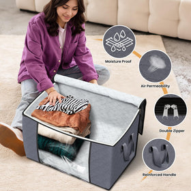 Fab totes 24 gallons clear window shows contents at a glance.