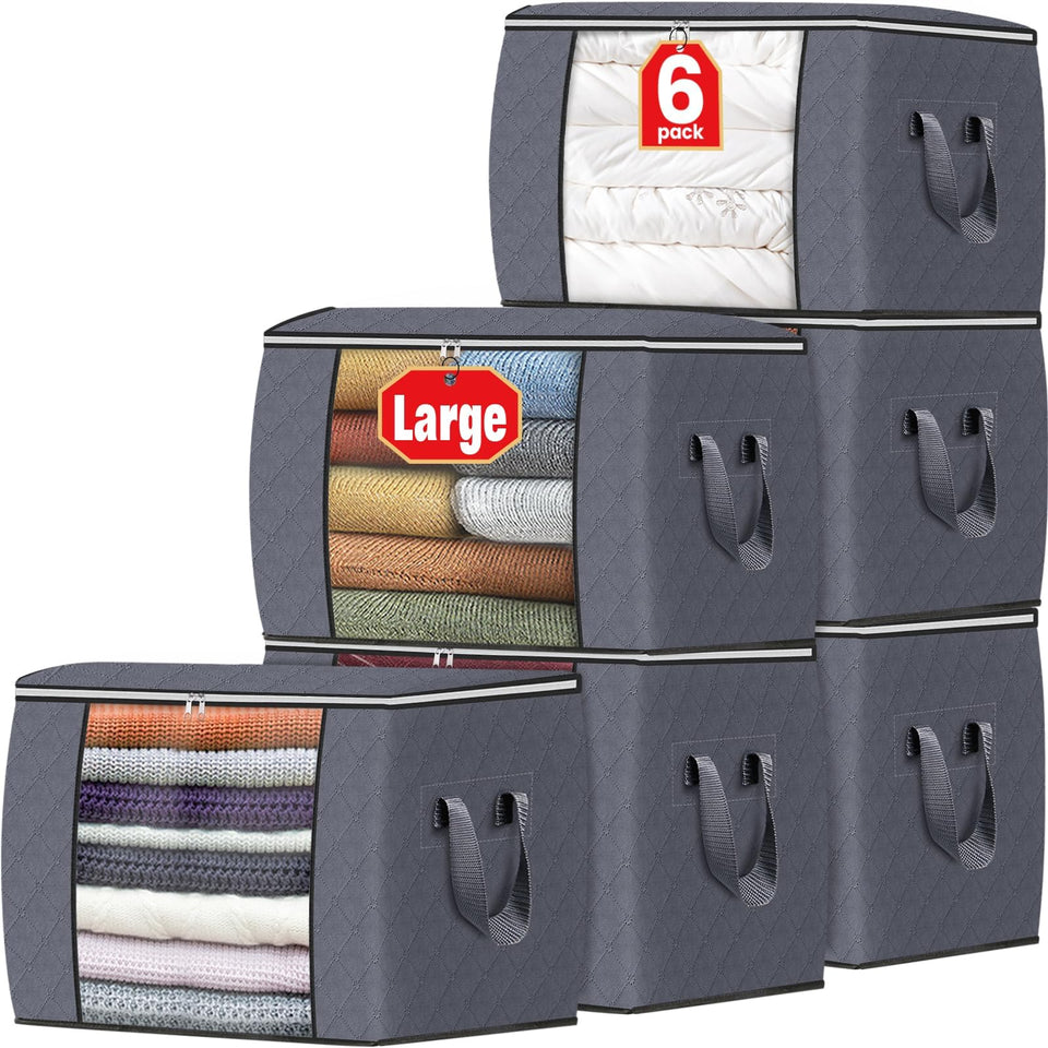 Fab totes 24 gallons front view, spacious storage for clothes and blankets.