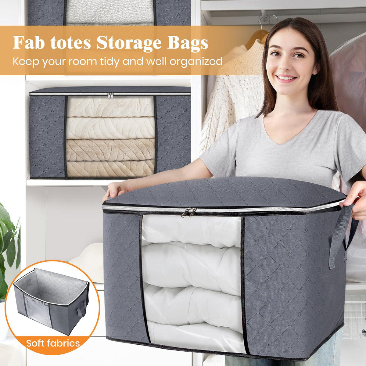 Fab totes 24 gallons sturdy zipper for long-lasting use.