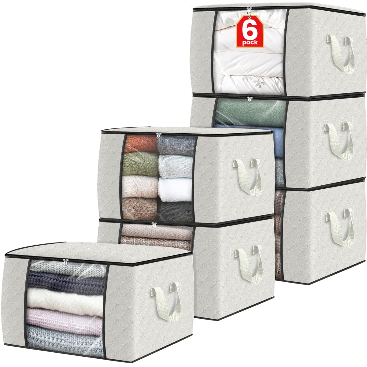 Fab totes six-pack clothes storage bag with window for easy viewing.
