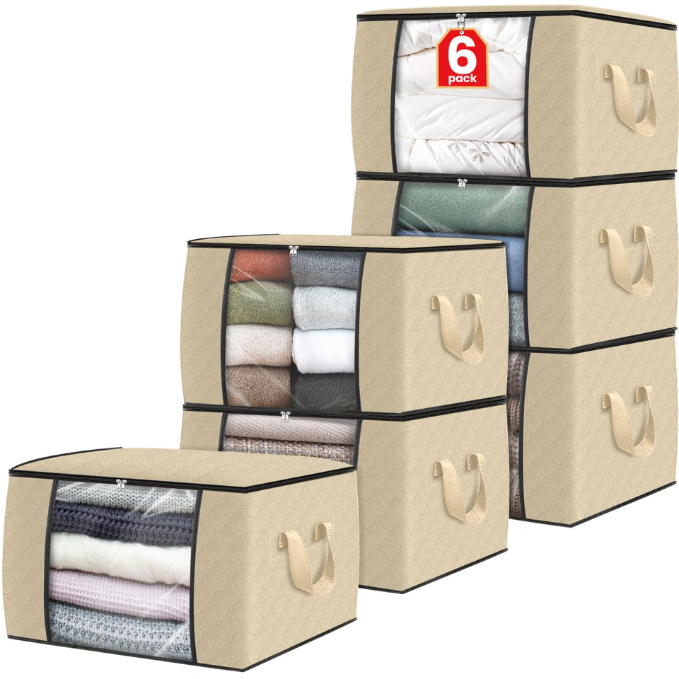 Fab totes 6-pack storage bags foldable for closet organization