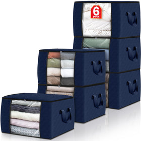 Fab totes blue storage bags in a 6-pack for neat closet organization and easy access.