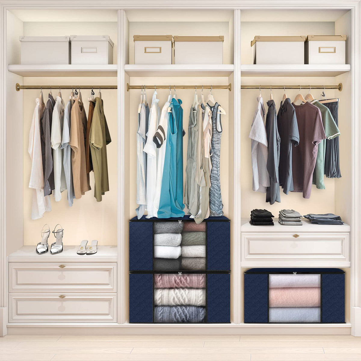 Fab totes dorm room organization keeps sheets and clothing tidy.