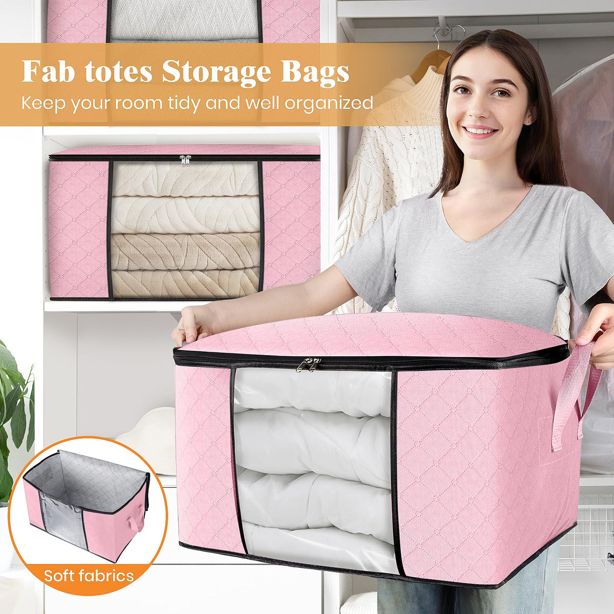 Fab totes multi-use storage ideal for bedrooms, dorms, and baby rooms.