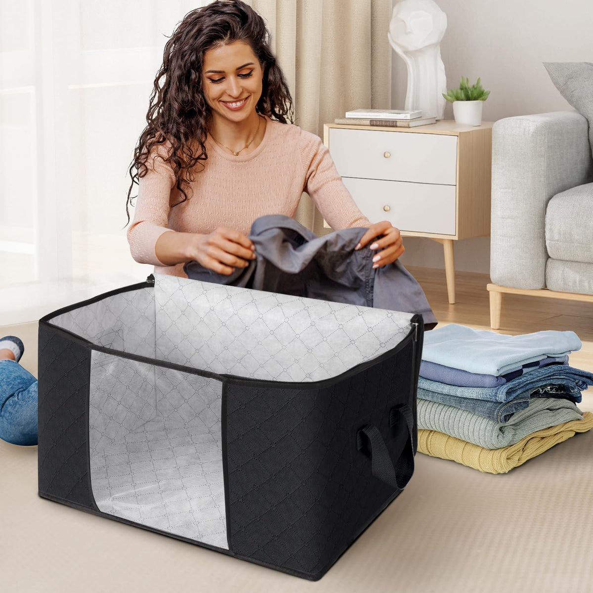 Fab totes see-through window allows quick content check.