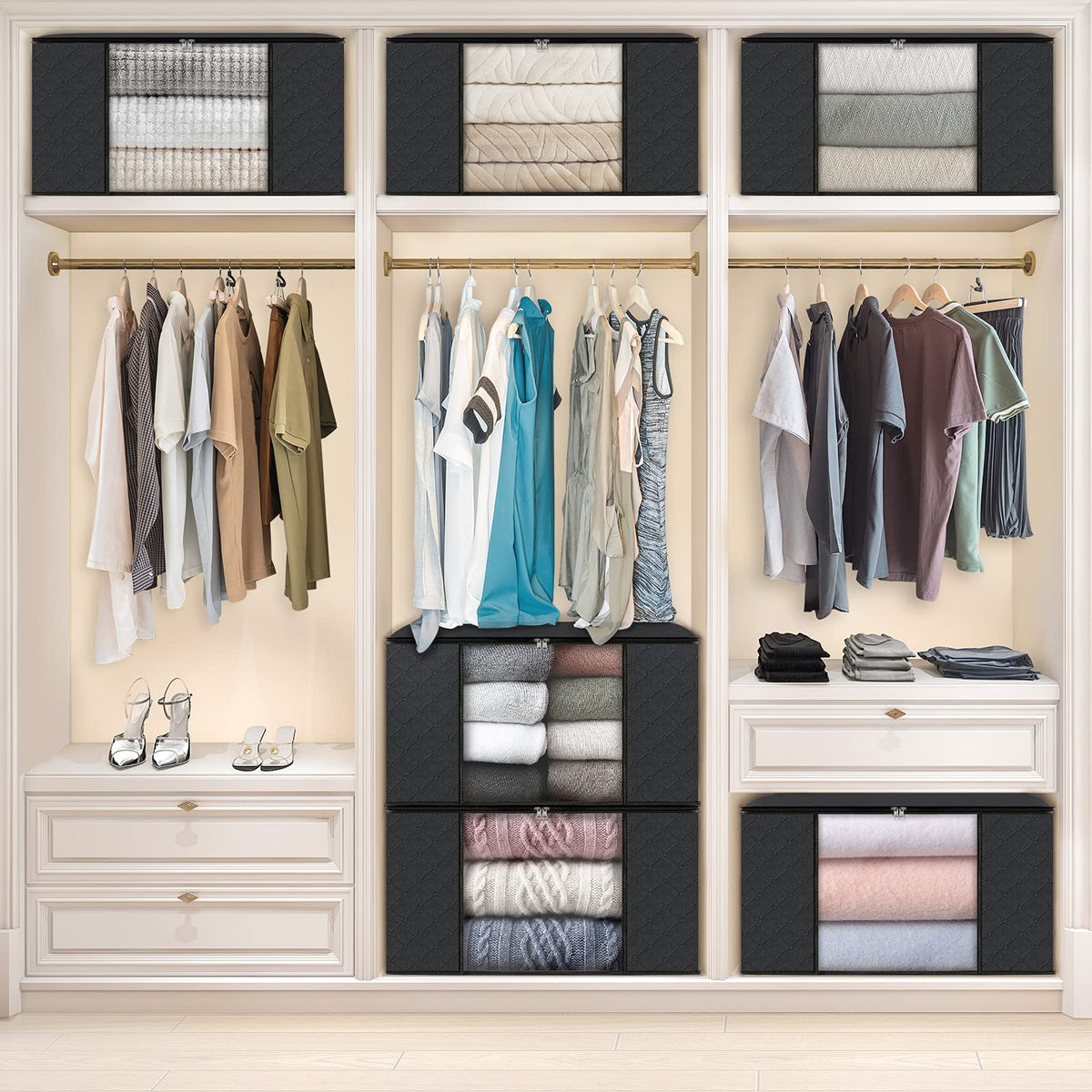 Fab totes foldable and stackable design saves space when not in use.