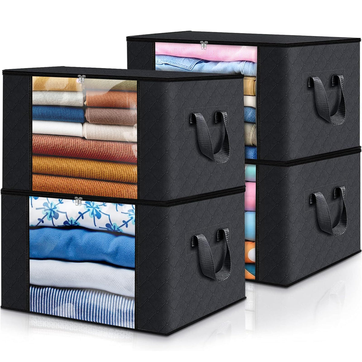 Fab totes storage bags front window view for quick item identification.