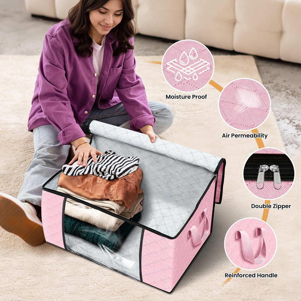 Fab totes sturdy two-way zipper protects items over time.