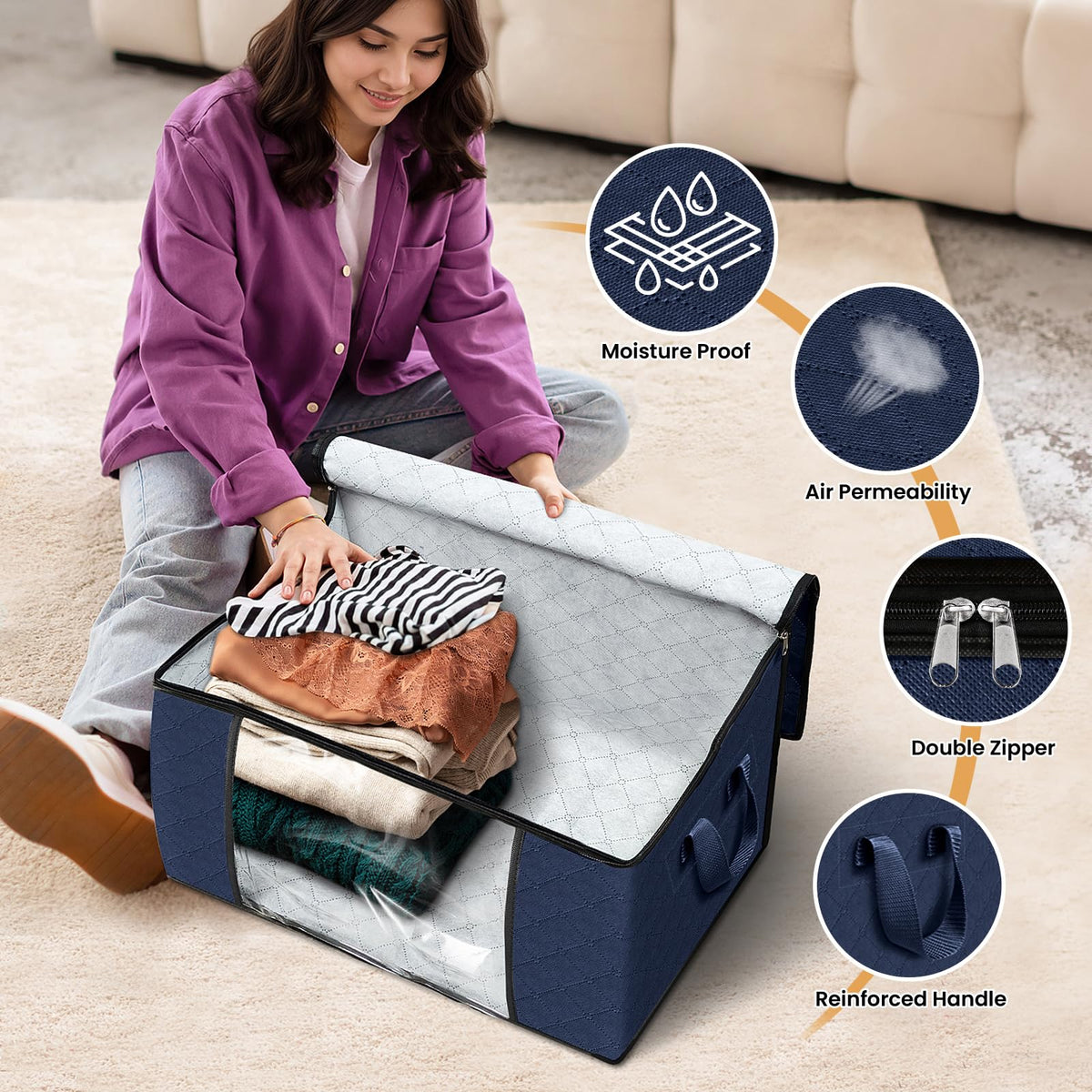 Fab totes stainless steel two-way zipper ensures long-lasting closure.