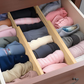 Fabsome adjustable drawer dividers 17 to 22 inches, customizable layout.
