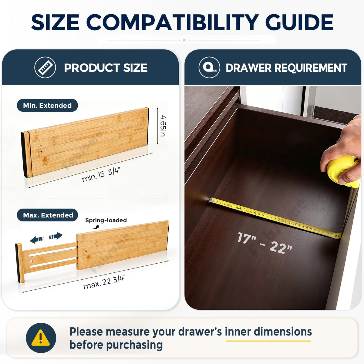 Fabsome spring-loaded separators keep items in place inside drawers.