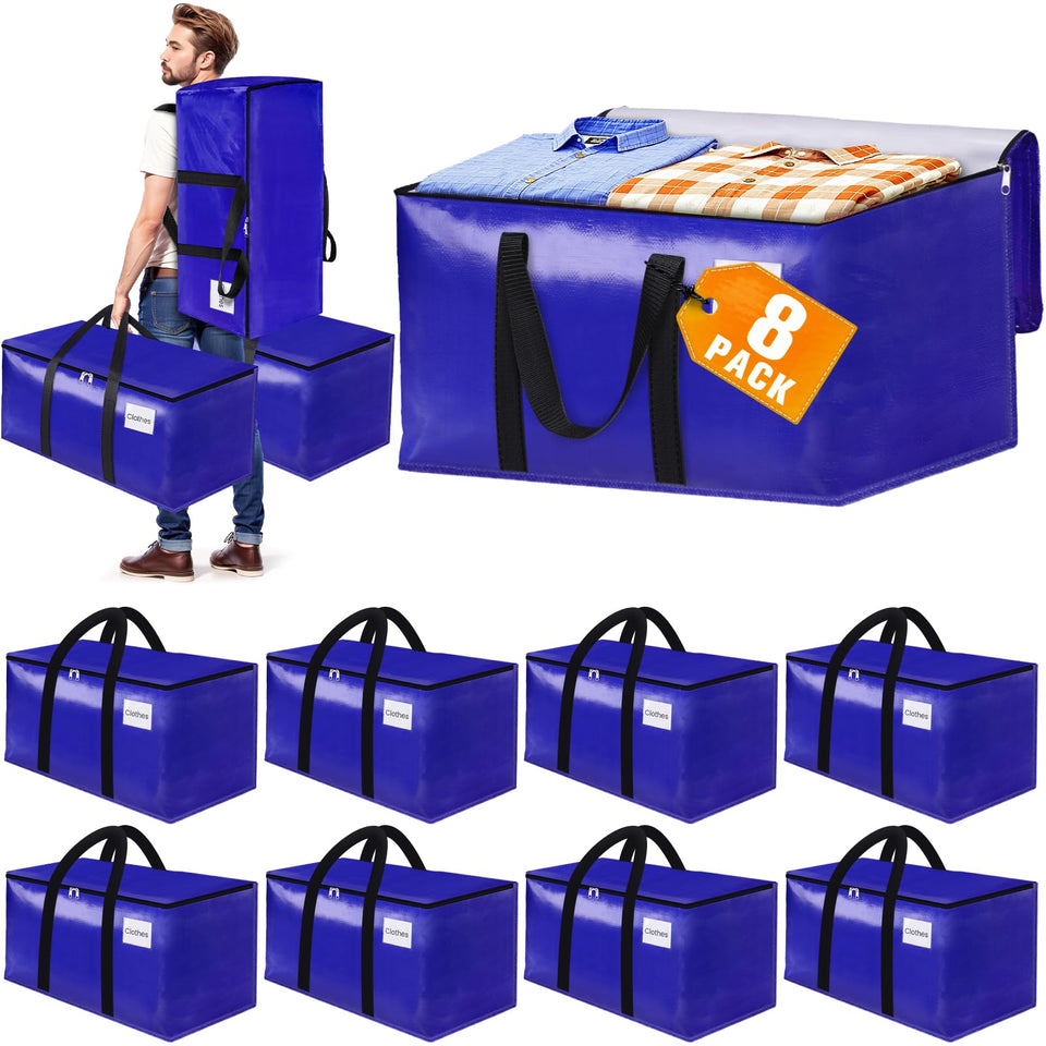Fabspace 8-pack moving bags with full-top opening for quick packing and access