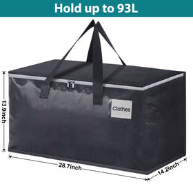 Fabspace moving bag with dual zipper opening wide for easy loading.