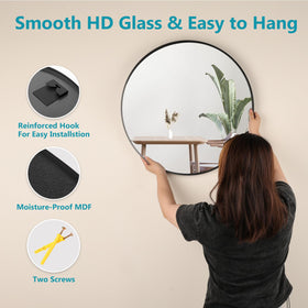 Fabuday circle mirror adds living room ambience and perceived space