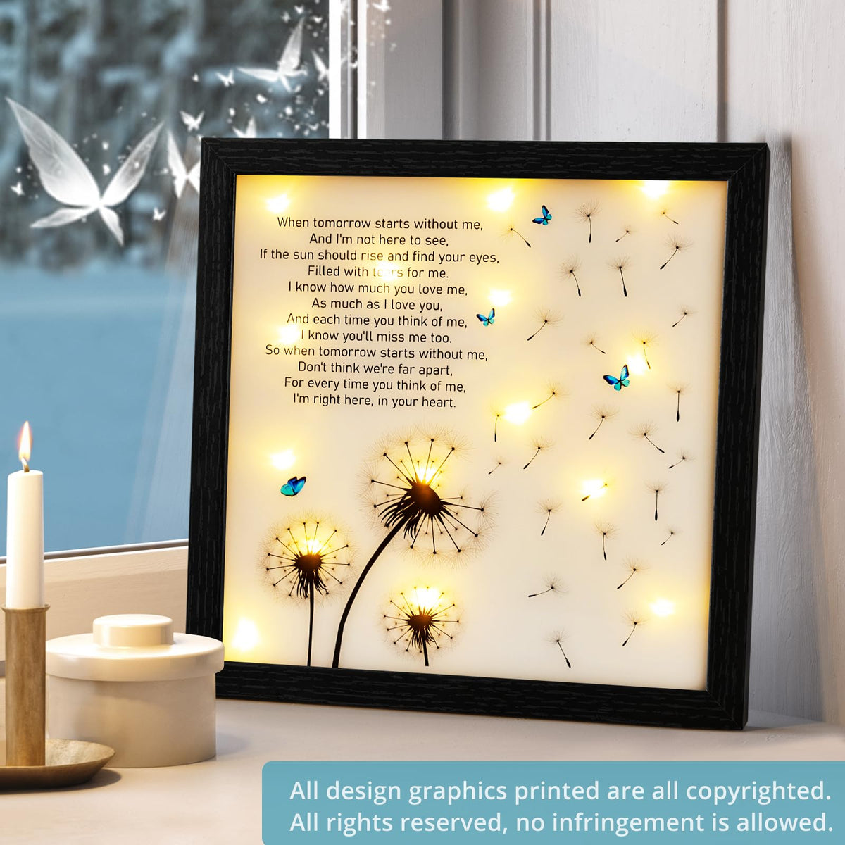 Fabuday memorial shadow box side glow highlighting warm light for soothing nights