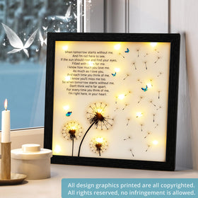 Fabuday memorial shadow box side glow highlighting warm light for soothing nights